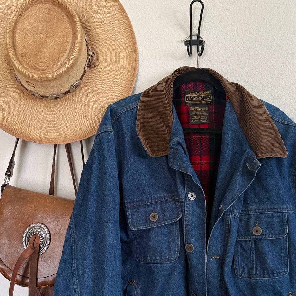 Vintage Eddie Bauer Denim Jacket w Corduroy Collar